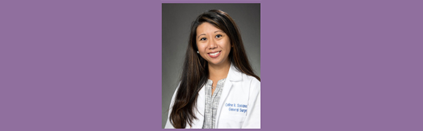 Celine Soriano, M.D., wearing white coat