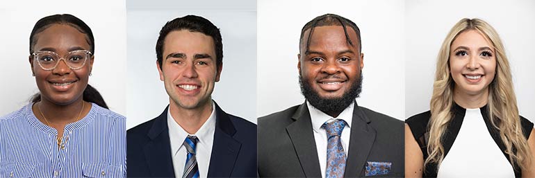 Portraits of four diverse medical students at NEOMED.