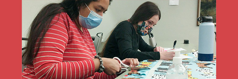 Volunteers craft blankets for patients at a nearby children's hospital.